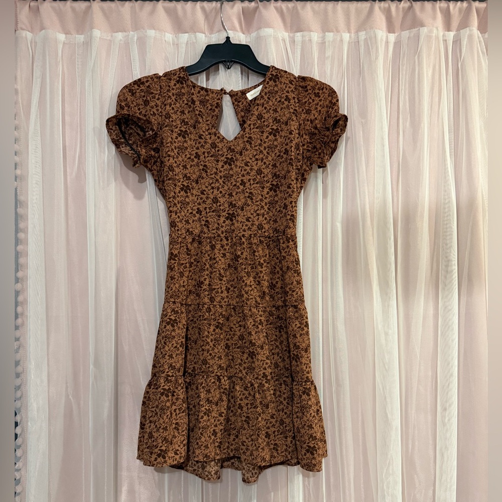 Elegant Brown Floral Dress for Women